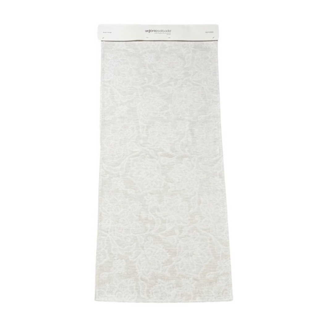 Antonio Salgado Light Gray Patterned Jacquard Table Runner 20 in. X 90 in. NWT